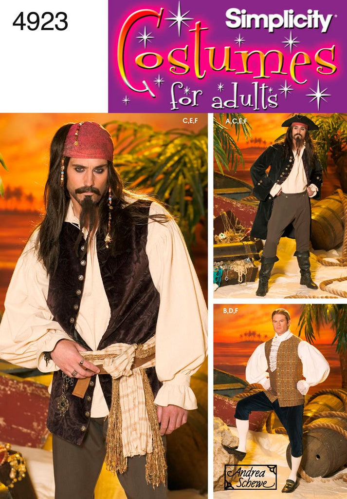 Simplicity Sewing Pattern 4923 Men Costumes, AA (XS-S-M)