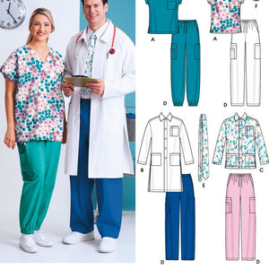 Simplicity Sewing Pattern 5443 Plus Size Scrubs, AA (S-M-L)