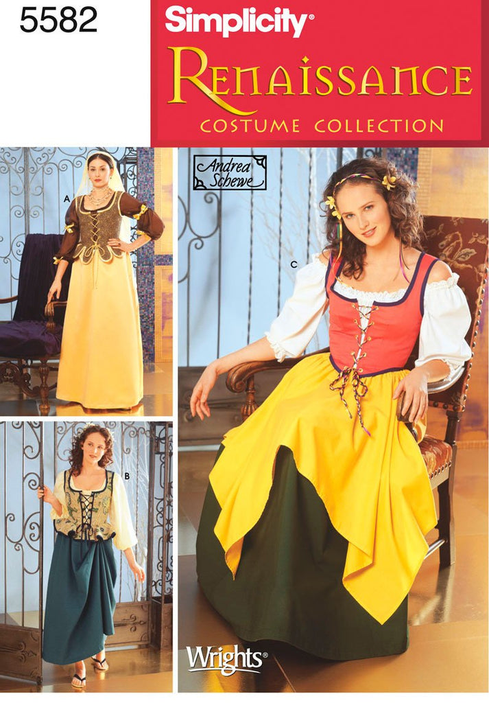 Simplicity Sewing Pattern 5582 – Female Renaissance Costumes Size DD (4-6-8-10)
