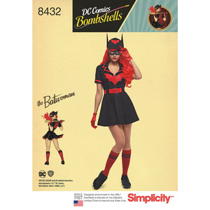 Simplicity Pattern 8432 H5 Misses' DC Comics Bombshell Batwoman Costume, Size 6-8-10-12-14