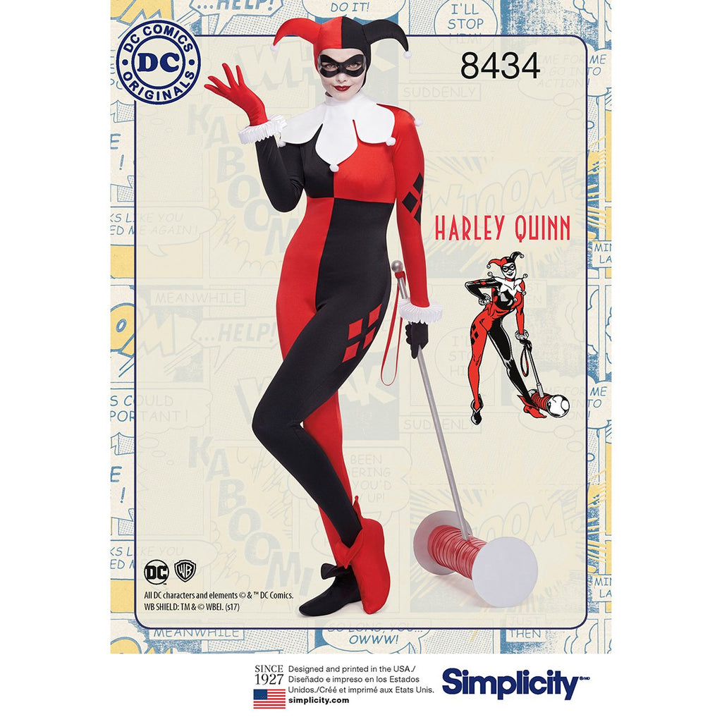 Simplicity Pattern 8434 BB Misses' Knit DC Comics Bombshell Harley Quinn, Size 20W-28W