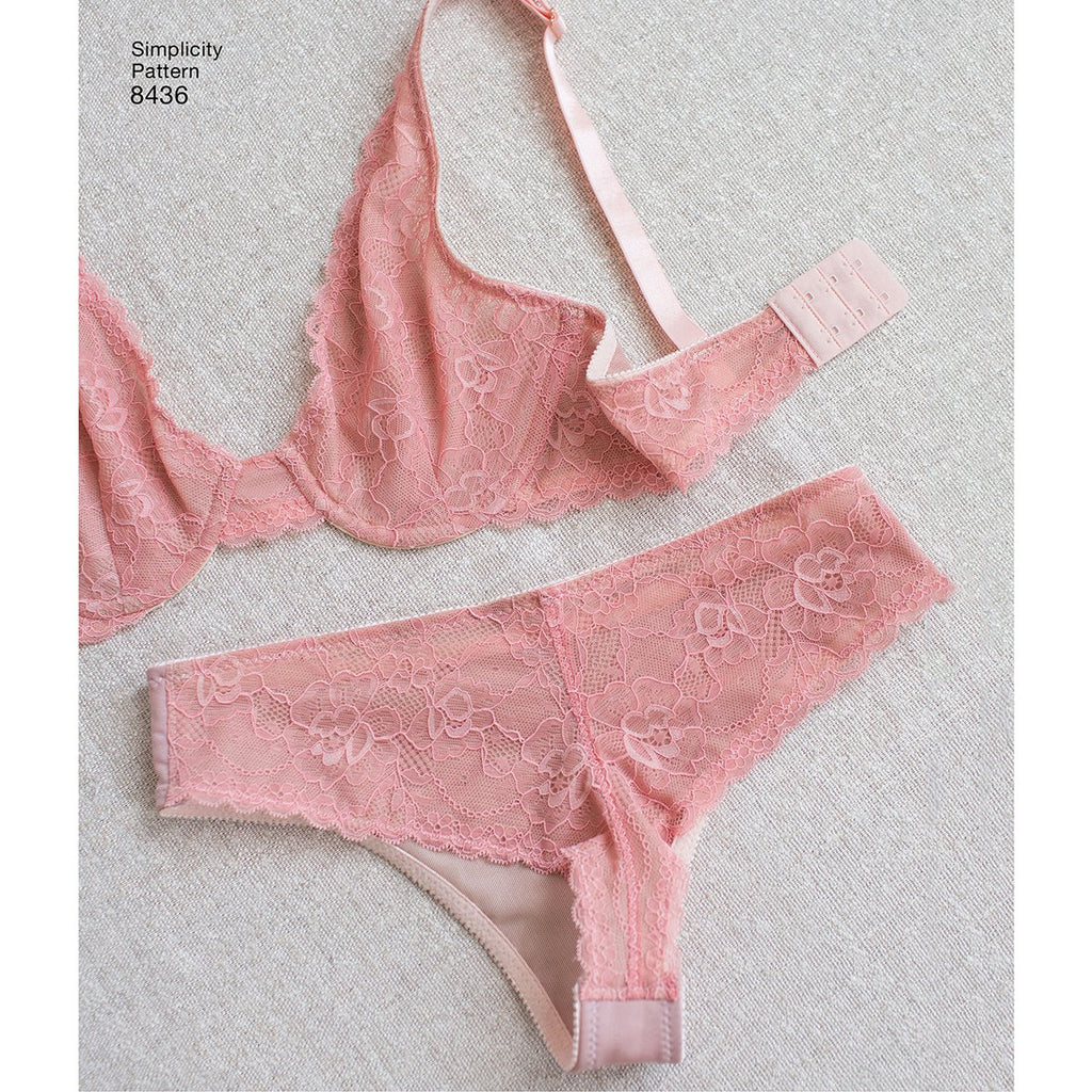 Simplicity Pattern 8436 Misses' Plunge Bra and Panties by Madalynne, Size 32A-42DD / XS-XL