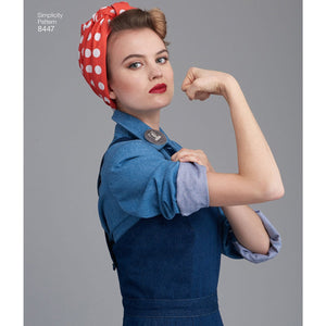 Simplicity Pattern 8447 H5 Misses' 1940s Vintage Pants, Overalls and Blouses, Size 6-8-10-12-14