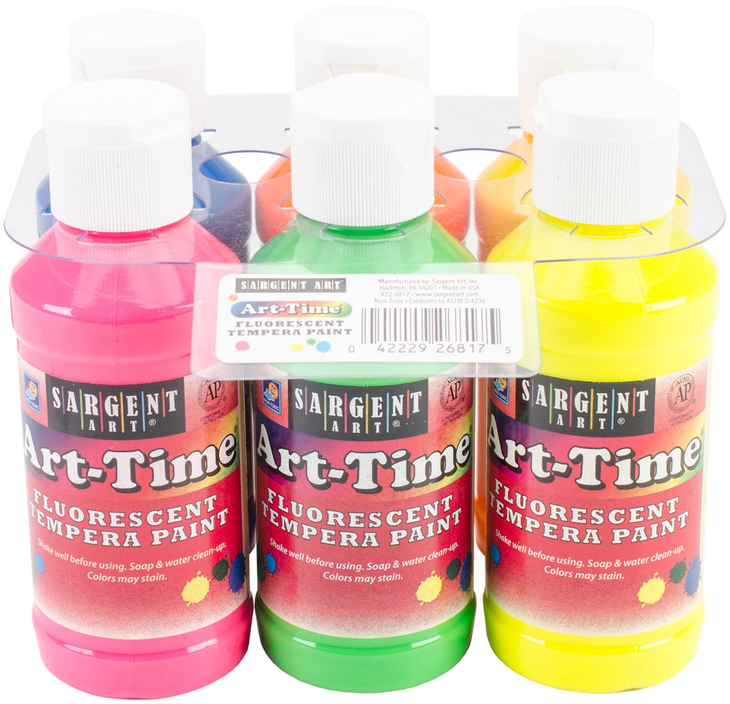 Sargent Art 22-6817 6 Pack 4oz Art-Time Fluorescent Tempera Paint Set