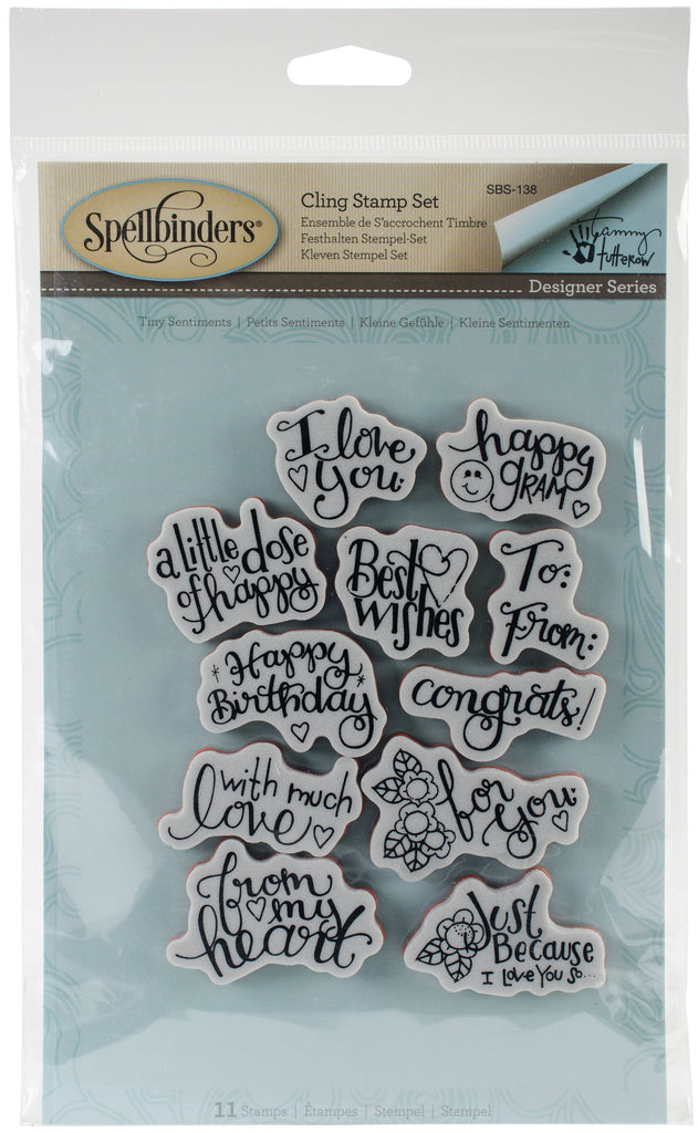 Spellbinders Tiny Sentiments Stamp Set, Multi-Colour