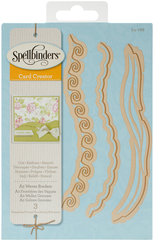 Spellbinders Card Creator A2 Waves Borders Etched Dies, Brown