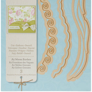 Spellbinders Card Creator A2 Waves Borders Etched Dies, Brown