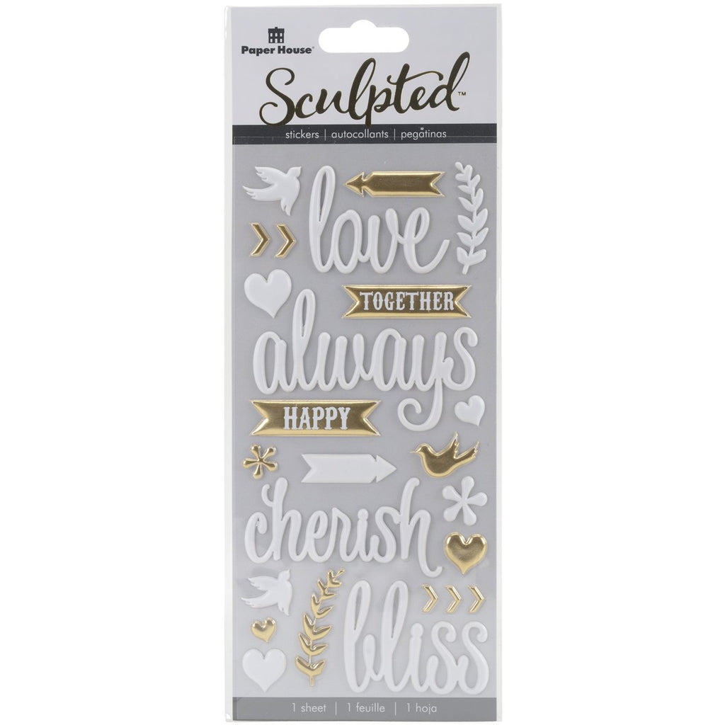 Paper House Productions STP-0304E Love Puffy Stickers (3-Pack)