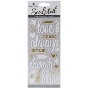 Paper House Productions STP-0304E Love Puffy Stickers (3-Pack)