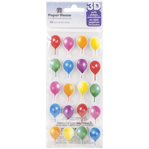 Paper House Productions STP-0039E Birthday Balloons Puffy Stickers (3-Pack)