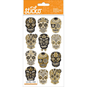 Sticko Halloween Silhouette Sugar Skull Stickers