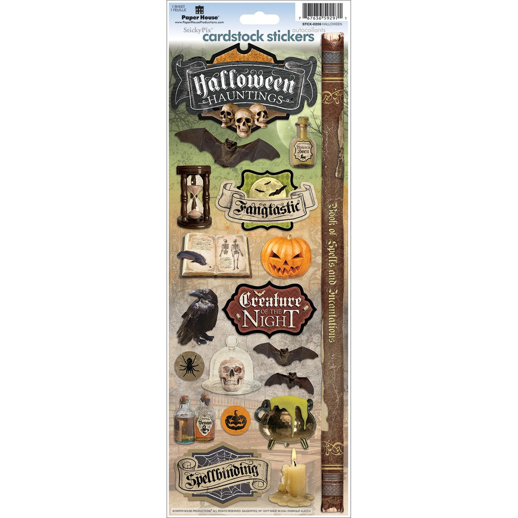 Paper House Productions STCX-0206E Halloween Hauntings Cardstock Stickers, 5"
