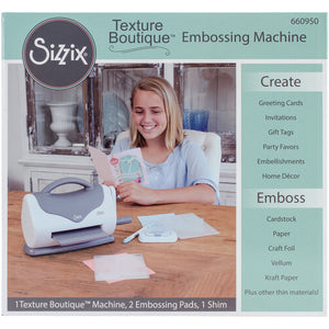 Sizzix 660950 Texture Boutique Embossing Machine, White and  Gray