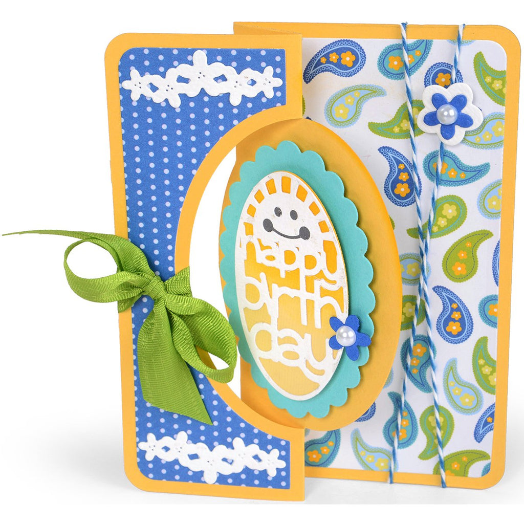 Sizzix 660715 Framelits Die Set Card, Scallop Oval Flip-Its, 18/Pack