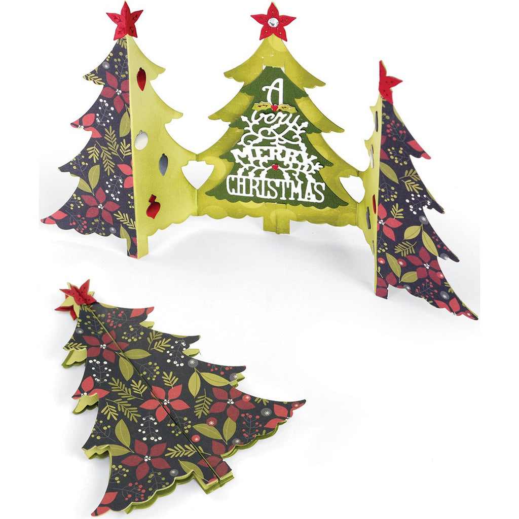 Sizzix 660665 Thinlits Die Set, Card, Christmas Tree Fold-A-Long by Jen Long, 6-Pack