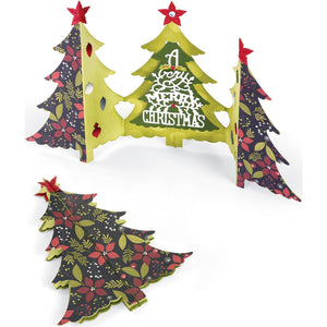 Sizzix 660665 Thinlits Die Set, Card, Christmas Tree Fold-A-Long by Jen Long, 6-Pack