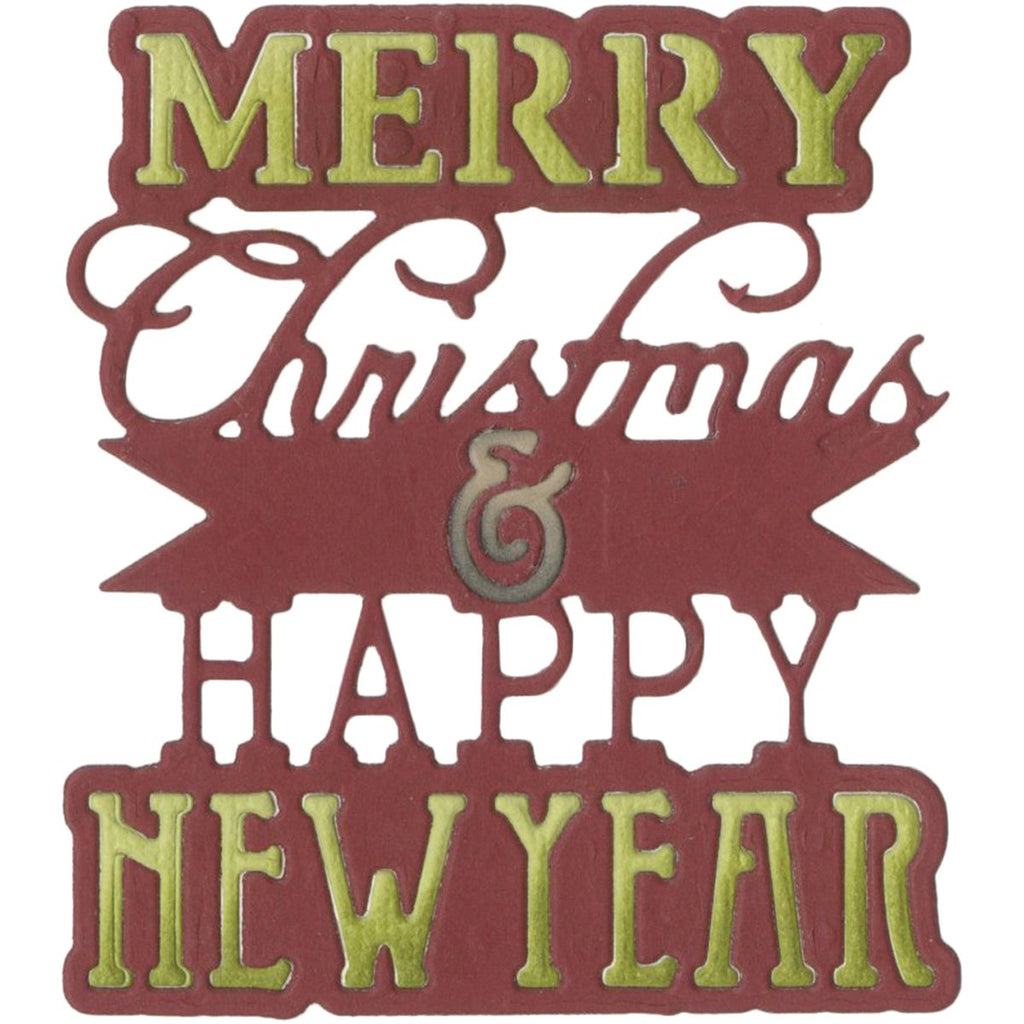 Sizzix 660662 Thinlits Die, Phrase, Merry Xmas & Happy New Year