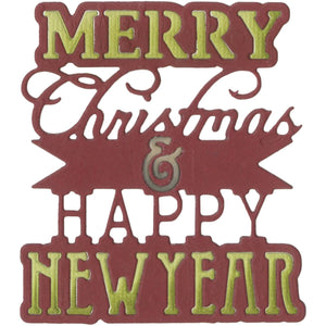Sizzix 660662 Thinlits Die, Phrase, Merry Xmas & Happy New Year