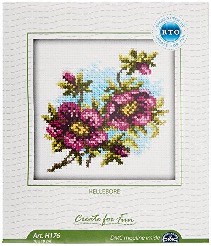 RTO H176 14 Count Counted Cross Stitch Kit, 4 by 4-Inch, Hellebore