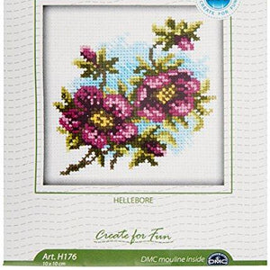 RTO H176 14 Count Counted Cross Stitch Kit, 4 by 4-Inch, Hellebore