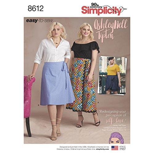Simplicity Pattern 8612 Women's Easy Wrap Skirts by Ashley Nell Tipton SZ 18W- 26W SEWING PATTERN