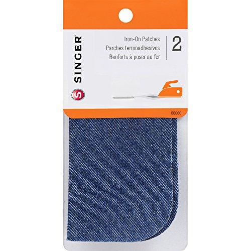 Singer 5-inch-by-5-inch Iron-On Patches, Denim, 2 per package