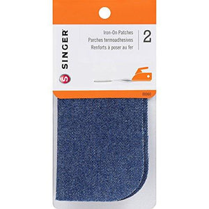 Singer 5-inch-by-5-inch Iron-On Patches, Denim, 2 per package