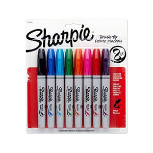 Sharpie Brush Tip Permanent Markers, 8 Colored Markers (1810703)