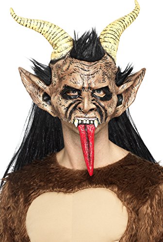 Smiffys 47074 Beast/ Krampus Demon Mask, Brown, One Size