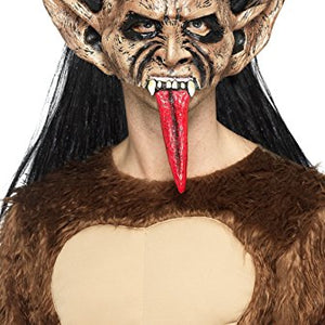Smiffys 47074 Beast/ Krampus Demon Mask, Brown, One Size