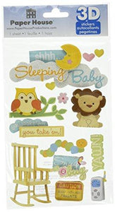 Paper House Productions STDM-0139 3D Sticker 4.5" x 7" Sheet, Sleeping Baby