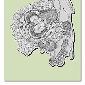 Stampendous House Mouse Cling Rubber Stamp Cross Stitch Heart