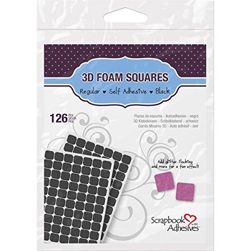 SCRAPBOOK ADHESIVES BY 3L 3L Scrapbook Adhesive Permanent Regular Pre-Cut 3D Foam Squares, 1/2-Inch x 1/2-Inch, 126pk, Black
