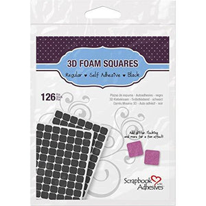SCRAPBOOK ADHESIVES BY 3L 3L Scrapbook Adhesive Permanent Regular Pre-Cut 3D Foam Squares, 1/2-Inch x 1/2-Inch, 126pk, Black