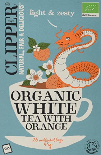 Clipper Organic White Tea with Orange 26 Teabags (Pack of 6, Total 150 Teabags)