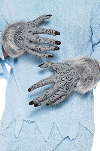 Smiffys Werewolf Hands Grey PVC with Fur