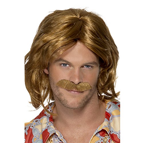 Smiffys 70's Super Trouper Wig and Moustache - Brown