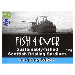 Fish 4 Ever Scottish Brisling Sardines In Spring Water 105g