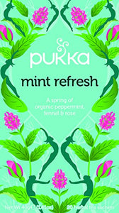 Mint Refresh Herbal Tea Bags - Organic & Fair Peppermint Leaf, Rose Flower and Coriander Seed