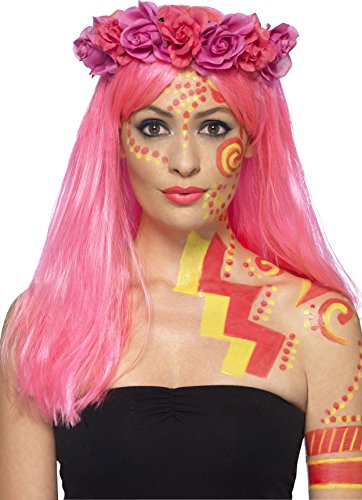 Smiffys Makeup Kit with Pink and Yellow Liquid Latex Pots and 2 Brushes (Neon)