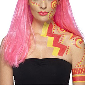 Smiffys Makeup Kit with Pink and Yellow Liquid Latex Pots and 2 Brushes (Neon)