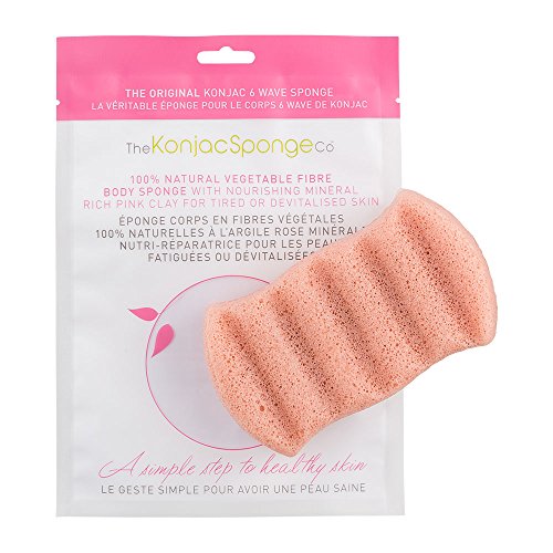 Konjac Sponge 6 Wave Body Sponge , French Pink Clay