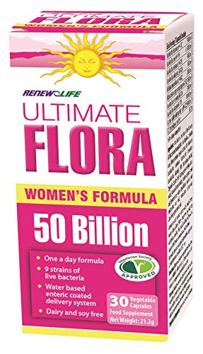 Renew Life Ultimate Flora Women's Formula 50 Billion Bacteria Vegetable Capsules, 30-Count
