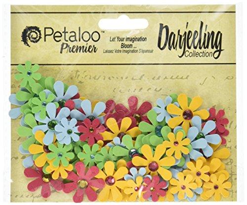Petaloo Flora Doodles Mini Jeweled Florettes 80/Pkg, FU/GR/BL/OR