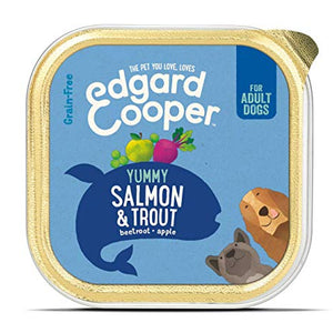 Edgard & Cooper Yummy Salmon and Trout Wet Food with Beetroot, Apple and Spinach for Adult Dogs