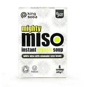 King Soba Noodle Culture Might Miso with Edamame Soya Beans Instant Organic Soup, 60g