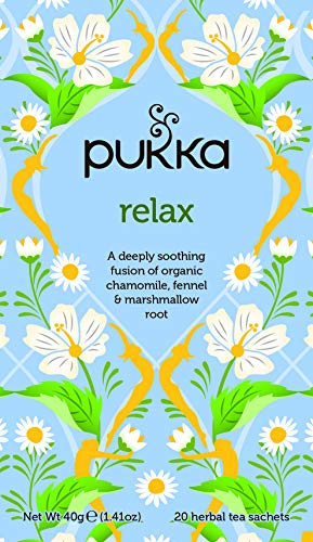 Pukka Relax Herbal Tea Bags - Organic & Fair Chamomile, Fennel Seed and Marshmallow Root
