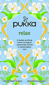 Pukka Relax Herbal Tea Bags - Organic & Fair Chamomile, Fennel Seed and Marshmallow Root