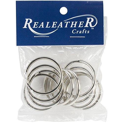 Realeather Crafts BKR12510 Split Key Rings (10 Pack), 1.25", Nickel