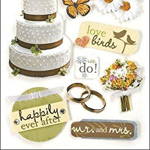 Paper House Productions STDM-0024E 3D Cardstock Stickers, Just Married